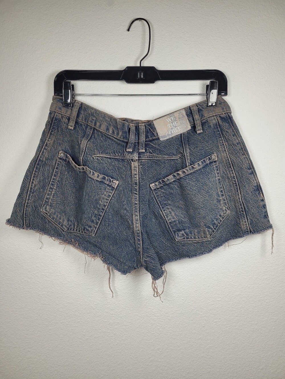 We The Free Free People High Rise Cut Off Denim Shorts Raw Hem Button Fly Sz 27